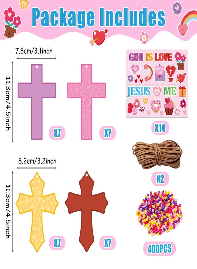 بيومي مجموعة بيومي لصنع قلادة الصليب الديني - 28 قطعة، مجموعة صنع يدوية دينية، صليب لاصق وخرز، قلادة مسيحية، يسوع يحبني، ديكور، أنشطة حفلات نسائية - Image 2